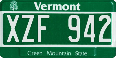 VT license plate XZF942