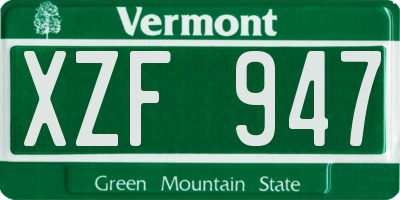 VT license plate XZF947