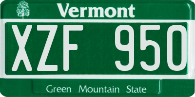 VT license plate XZF950