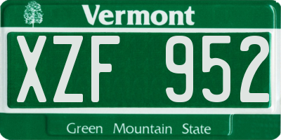 VT license plate XZF952