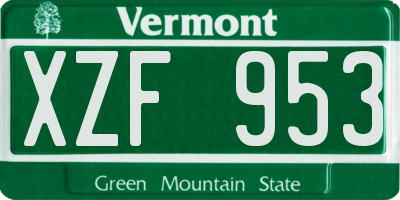 VT license plate XZF953