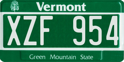 VT license plate XZF954