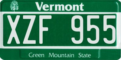 VT license plate XZF955