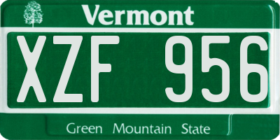 VT license plate XZF956