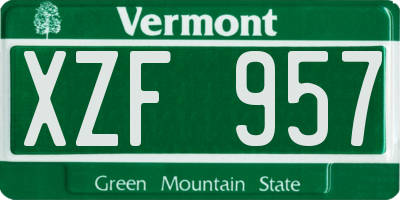 VT license plate XZF957