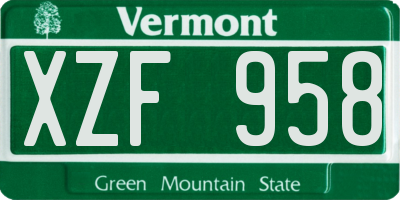 VT license plate XZF958