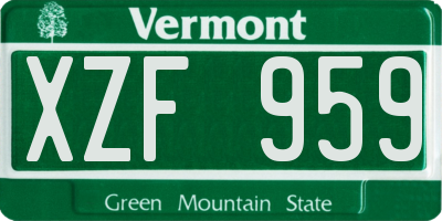 VT license plate XZF959