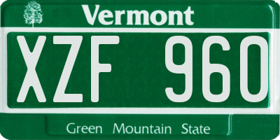 VT license plate XZF960