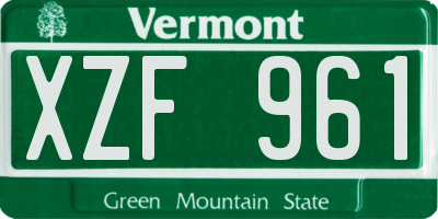 VT license plate XZF961