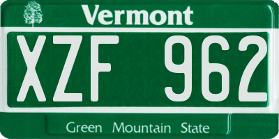 VT license plate XZF962