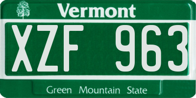 VT license plate XZF963