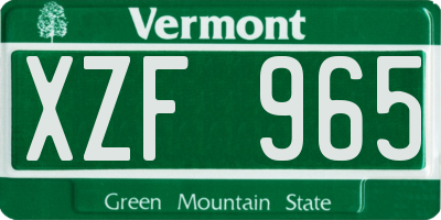 VT license plate XZF965