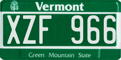 VT license plate XZF966