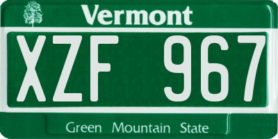 VT license plate XZF967