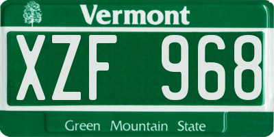 VT license plate XZF968