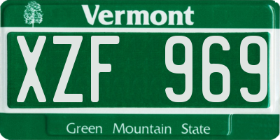 VT license plate XZF969