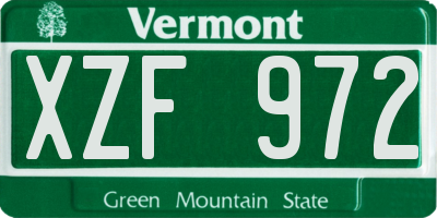 VT license plate XZF972