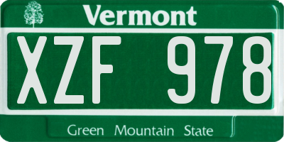 VT license plate XZF978