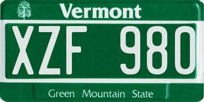 VT license plate XZF980