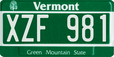 VT license plate XZF981