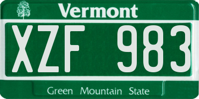 VT license plate XZF983