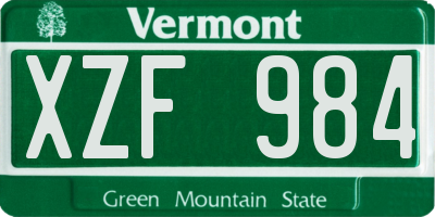 VT license plate XZF984