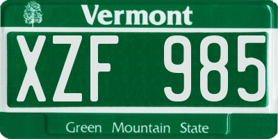 VT license plate XZF985