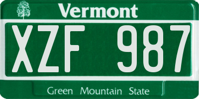 VT license plate XZF987