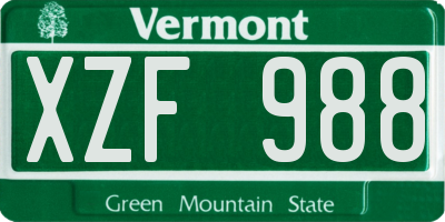 VT license plate XZF988
