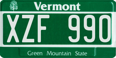VT license plate XZF990