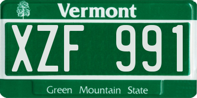 VT license plate XZF991