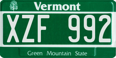 VT license plate XZF992