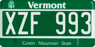 VT license plate XZF993