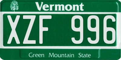VT license plate XZF996