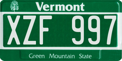 VT license plate XZF997