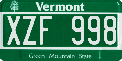 VT license plate XZF998
