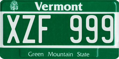 VT license plate XZF999