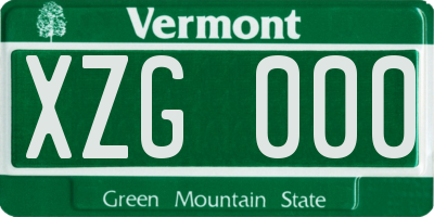VT license plate XZG000