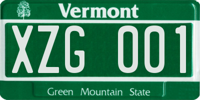 VT license plate XZG001