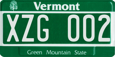 VT license plate XZG002