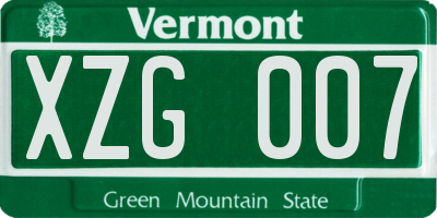 VT license plate XZG007