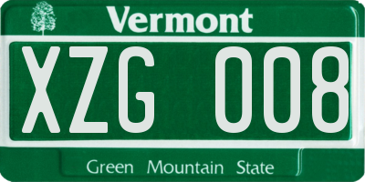 VT license plate XZG008
