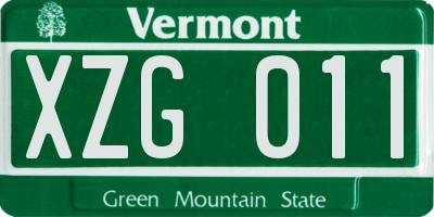 VT license plate XZG011