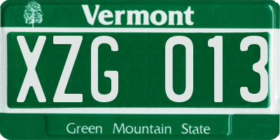 VT license plate XZG013