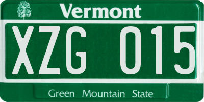VT license plate XZG015