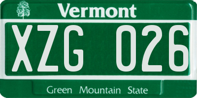 VT license plate XZG026
