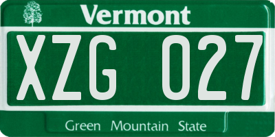 VT license plate XZG027