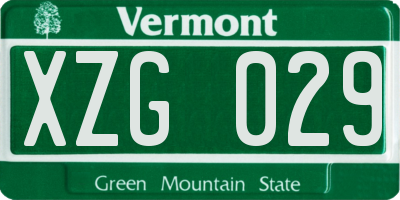 VT license plate XZG029