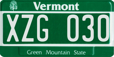 VT license plate XZG030