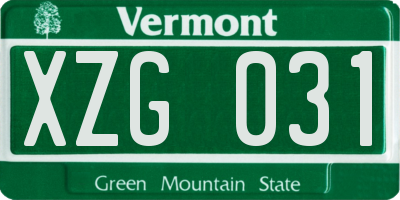 VT license plate XZG031